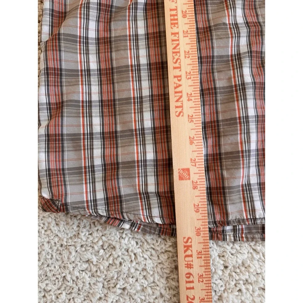 The North Face Button Up Shirt Mens XL Brown Plaid Excellent Hiking Short Sleeve